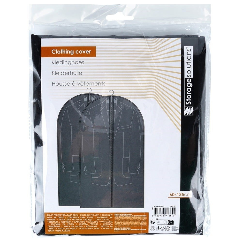 Pokrowiec na ubrania, Zestaw 2 pokrowców na ubrania 60x135 cm – ochrona w domu i podróży