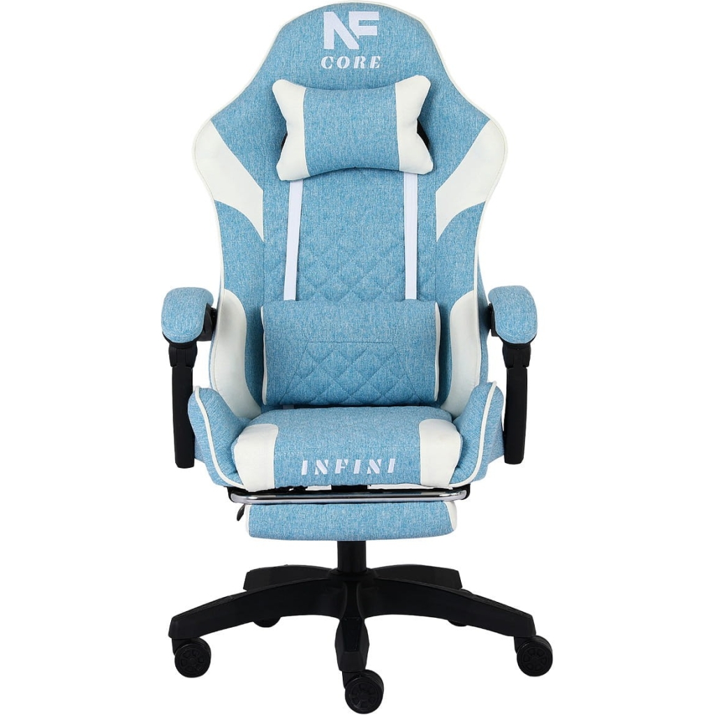 Fotel gamingowy INFINI Core – tkanina, podnóżek, ergonomia, poduszki
