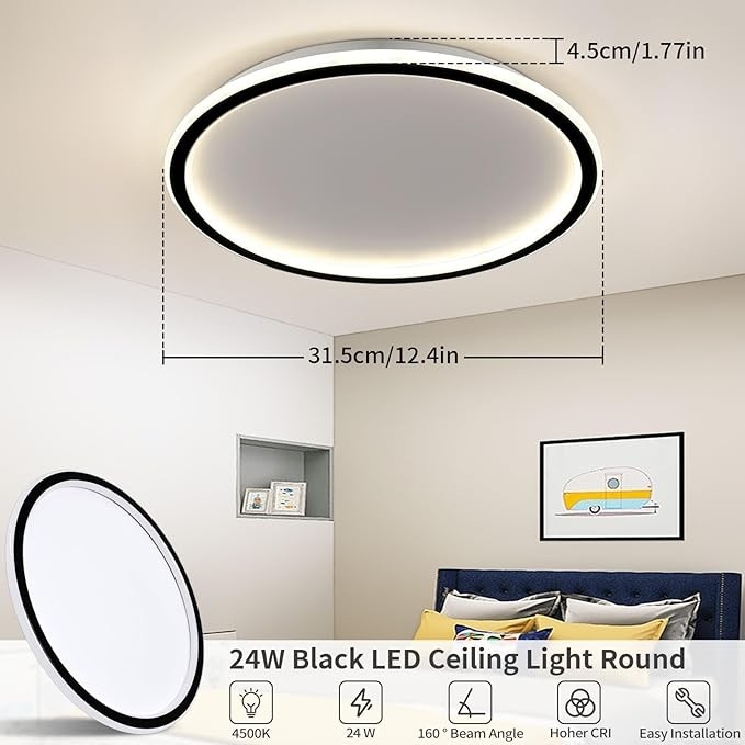 Lampa sufitowa Led, 24W , 4500K, okrągła Ø 31,5 cm, Moonsea