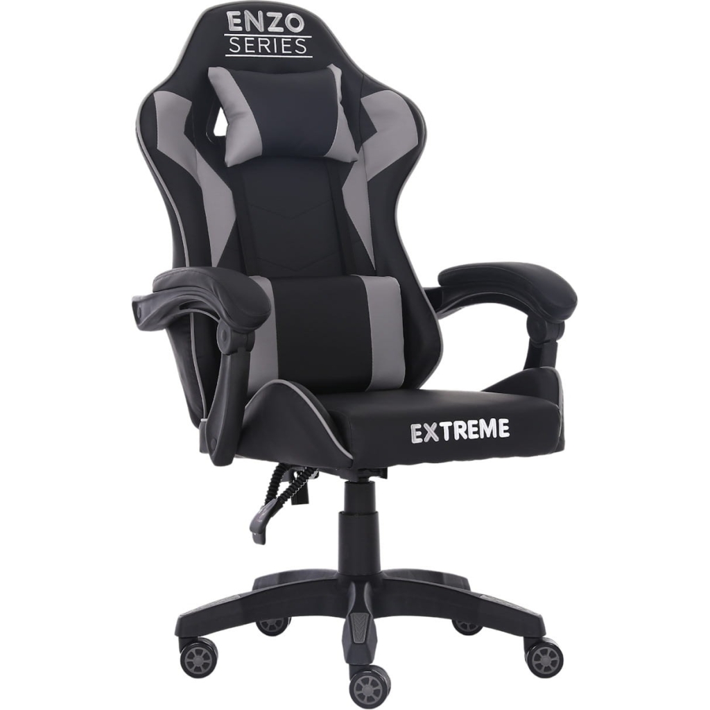 Fotel gamingowy ENZO Extreme Gray — ergonomiczny, regulowany do 135°