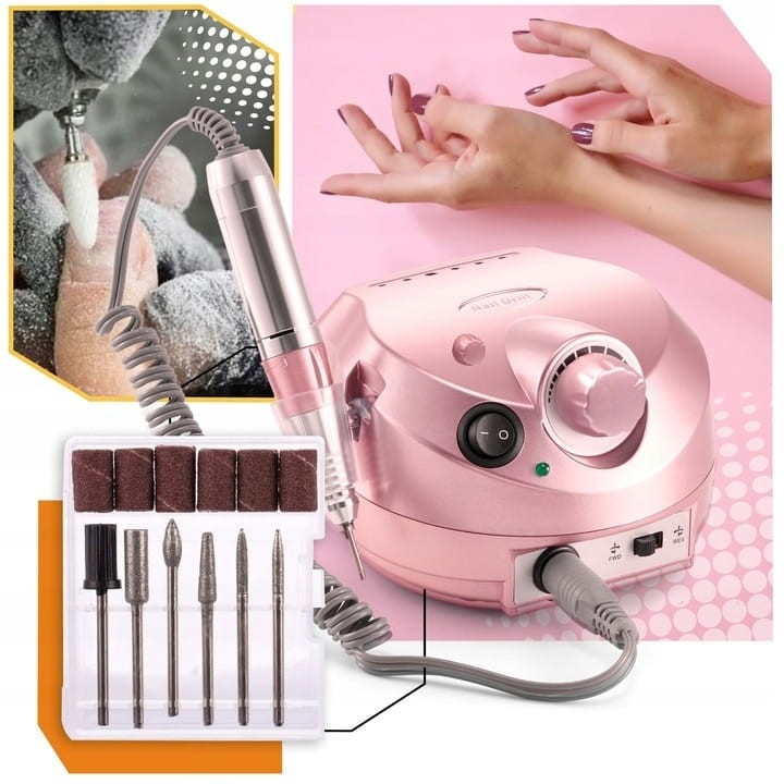 FREZARKA DO PAZNOKCI 65W MANICURE PEDICURE DO USUWANIA HYBRYD ŻELU + FREZY