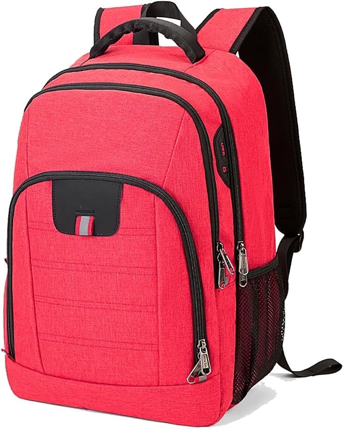 Pojemny plecak na laptopa, do pracy, czerwony plecak 35l
