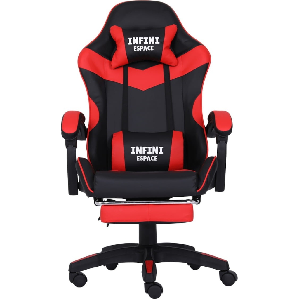 Fotel Gamingowy INFINI ESPACE Red – Regulowane Oparcie + Podnóżek