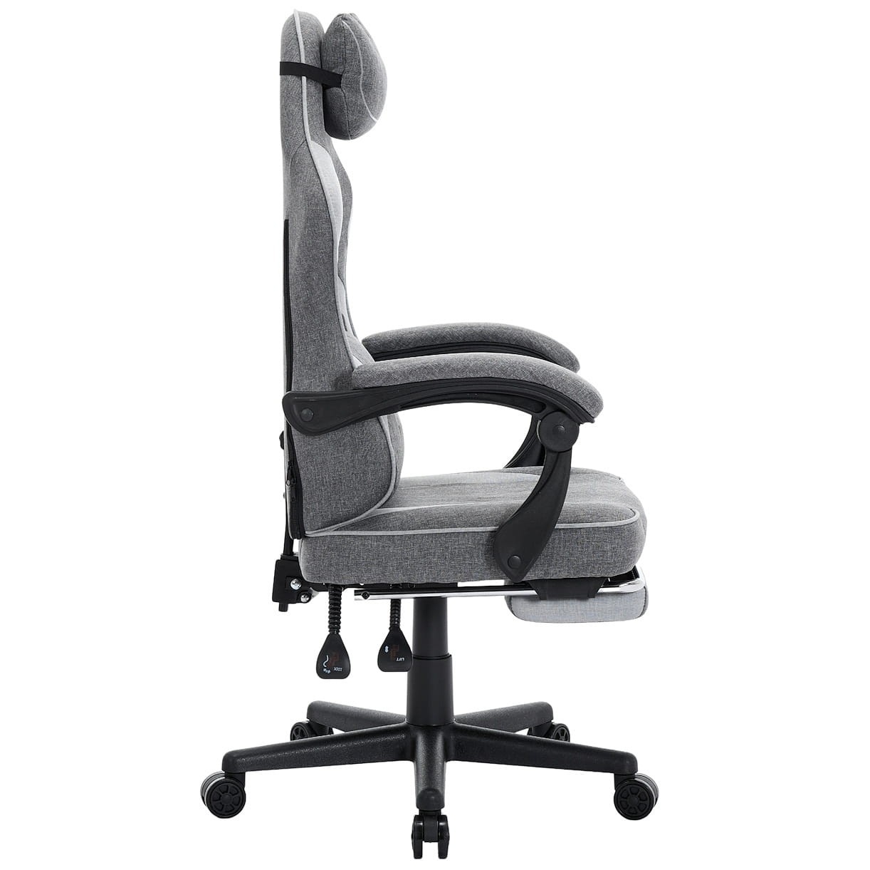 Fotel Gamingowy DEUS EDGE Gray - Szary Tkanina + Podnóżek Ergonomiczny