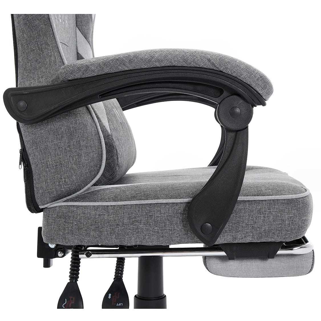 Fotel Gamingowy DEUS EDGE Gray - Szary Tkanina + Podnóżek Ergonomiczny