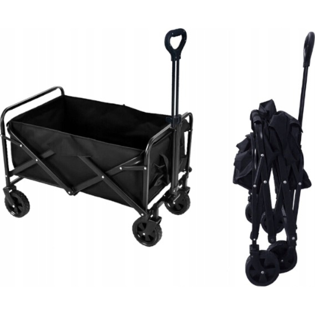 Wózek Transportowy Koszyk Składany Kółka 90 L Czarny Kraft&Dele