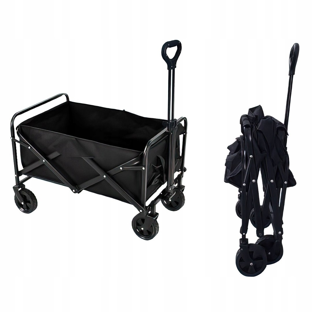 Wózek Transportowy Koszyk Składany Kółka 130 L Czarny Kraft&Dele