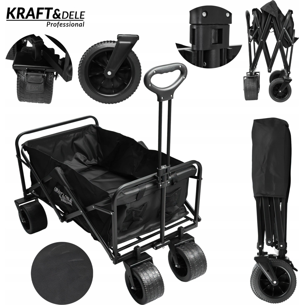 Wózek Transportowy Turystyczny Ogrodowy Składany 160 L Kraft&Dele