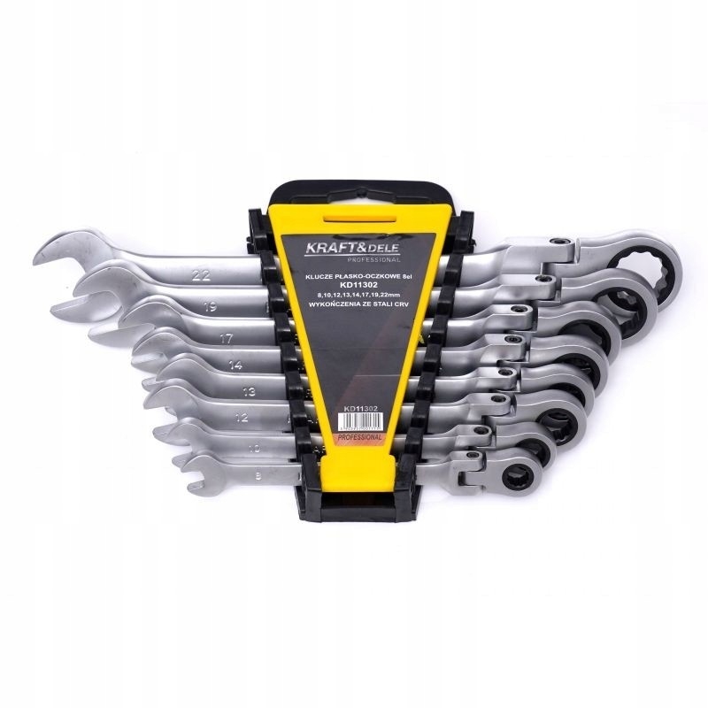 KLUCZE PŁASKO-OCZKOWE 8-22MM ZESTAW 8 SZTUK KD11302