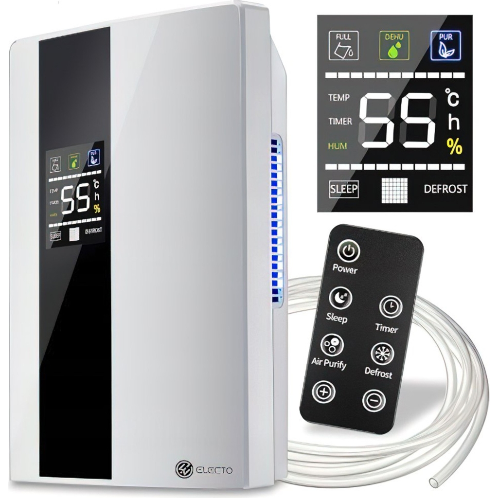 Osuszacz Powietrza Biały 65W 2000ml 270ml/24h LCD Pilot Kraft&Dele