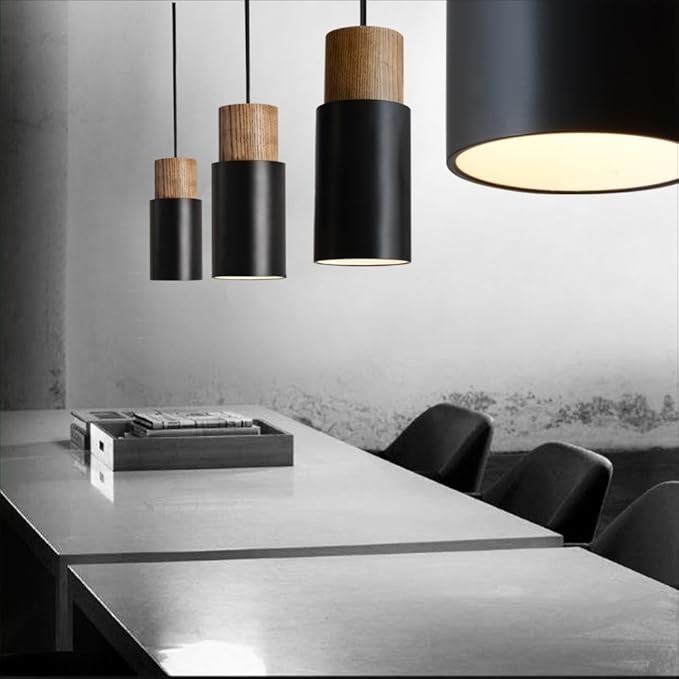Lampa wisząca retro industrialna, vintage, drewno aluminium