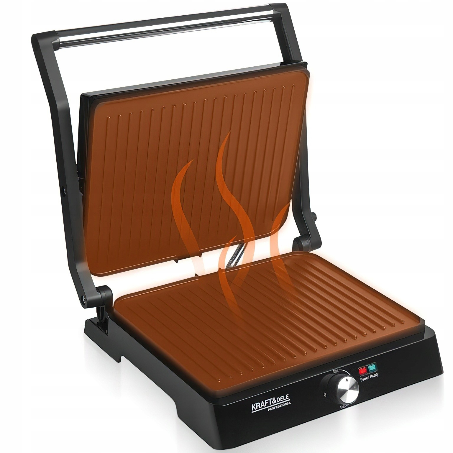 Grill Elektryczny 2w1 Teflon 2400W Regulacja Temperatury Tost Kraft&Dele