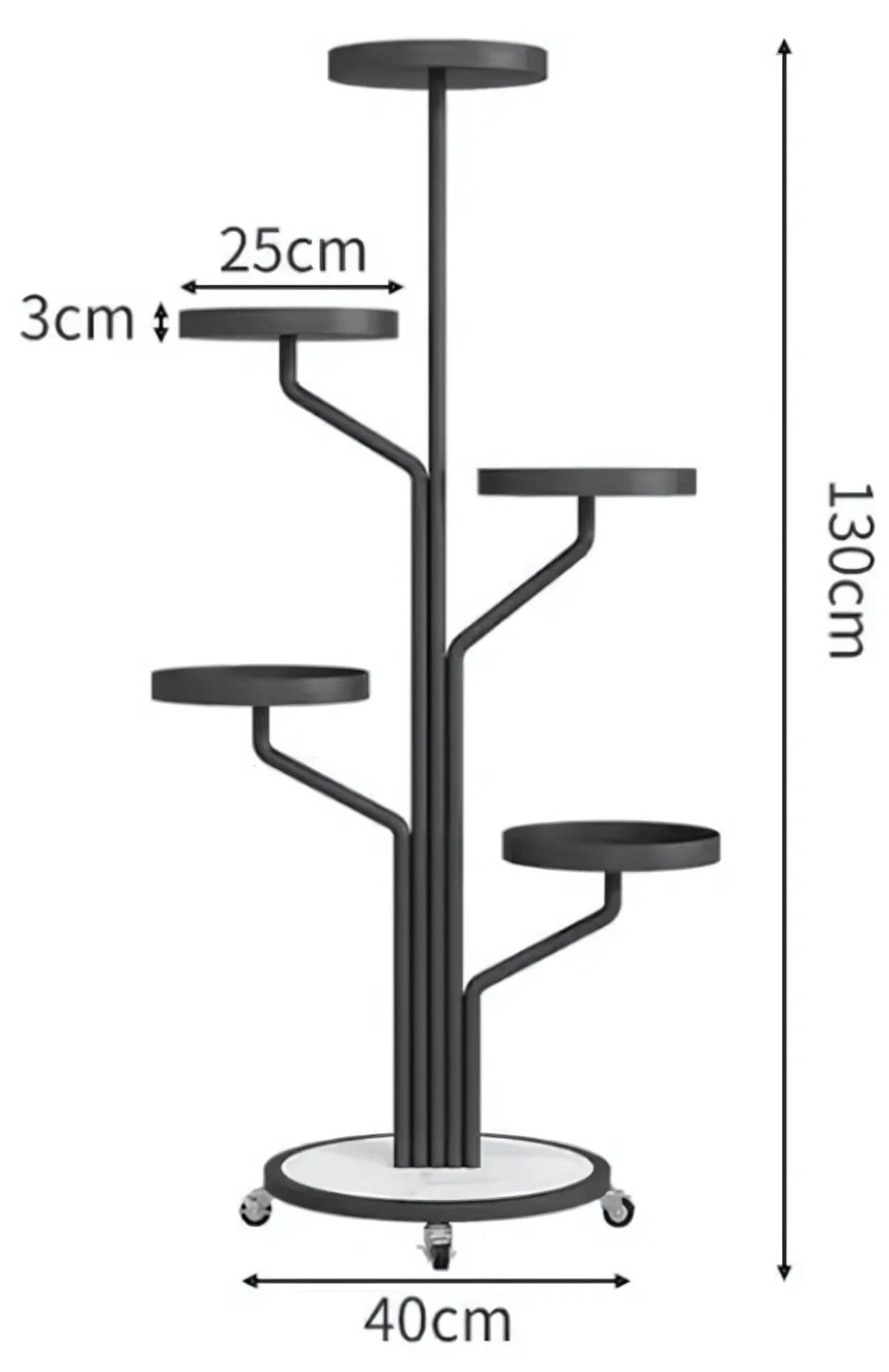 KWIETNIK STOJAK NA ROŚLINY METALOWY STOJĄCY REGAŁ NA KÓŁKACH CZARNY 135 CM [KWIETNIK8]