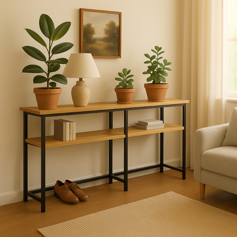KONSOLA REGAŁ LOFT ZA KANAPĘ STOLIK BOCZNY PÓŁKA DO SALONU 100x20x102 [KONSOLA2]