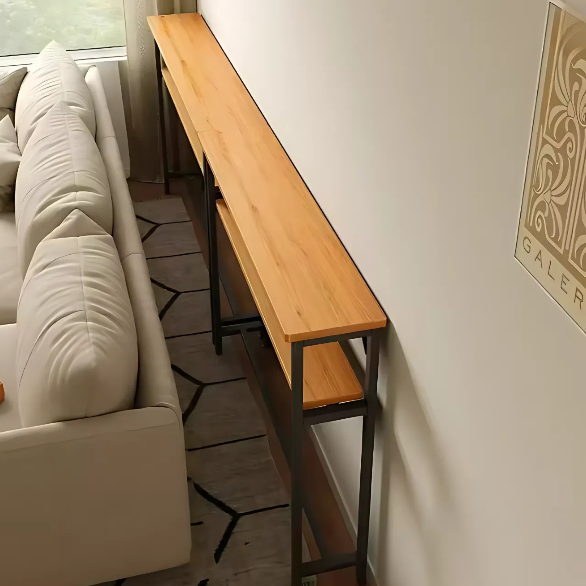 KONSOLA REGAŁ LOFT ZA KANAPĘ STOLIK BOCZNY PÓŁKA DO SALONU 100x20x102 [KONSOLA2]