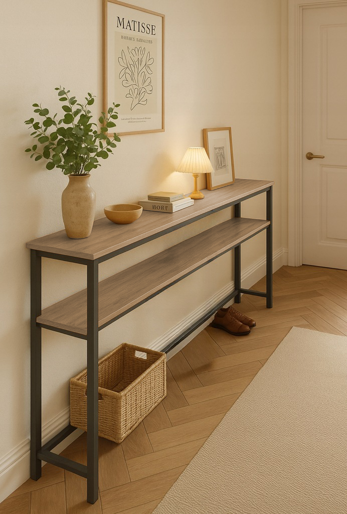KONSOLA TOALETKA Z PÓŁKĄ ZA KANAPĘ LOFT 80 x 20 x 100,2 CM DĄB SONOMA [KONSOLA3]