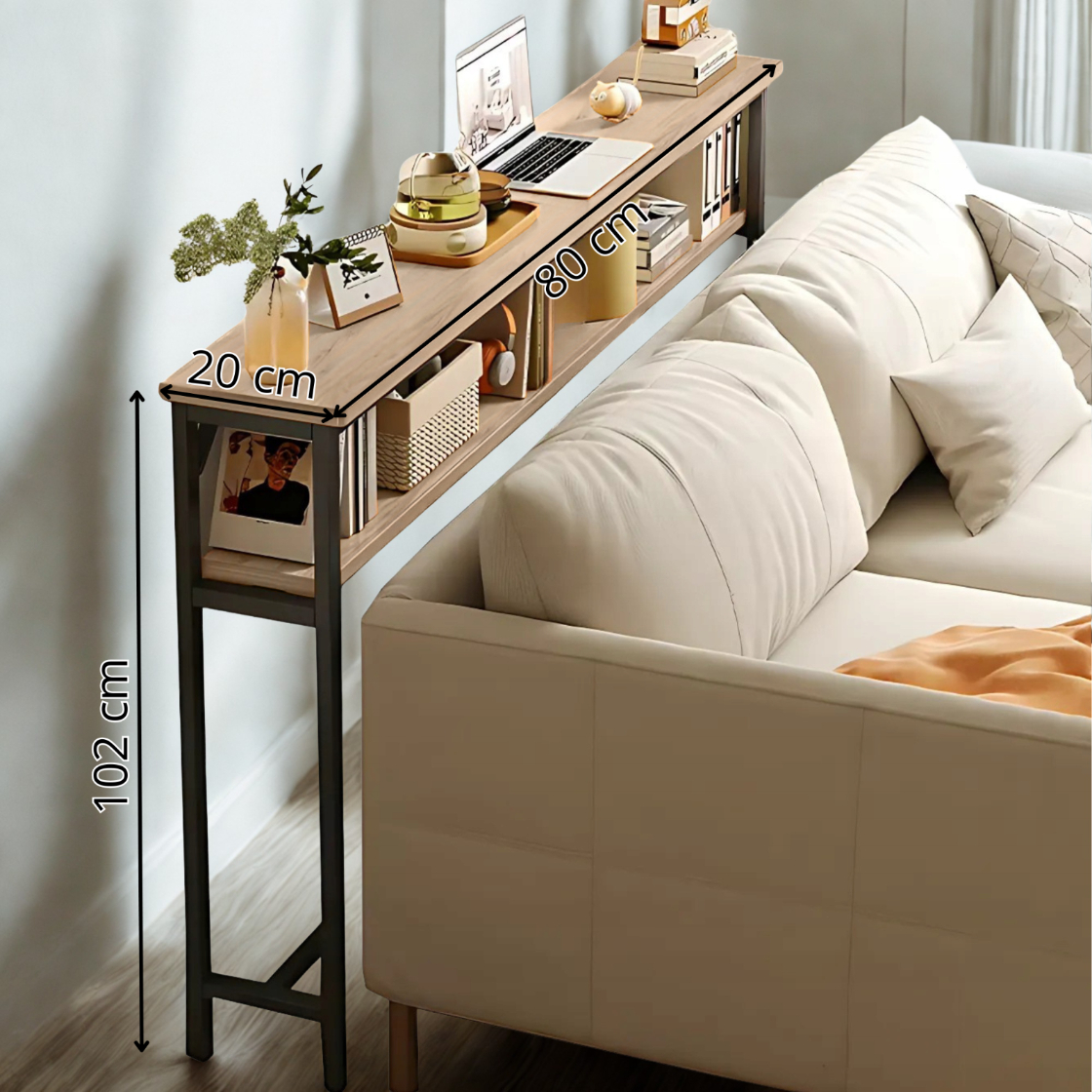 KONSOLA TOALETKA Z PÓŁKĄ ZA KANAPĘ LOFT 100 x 20 x 100,2 CM DĄB SONOMA [KONSOLA4]