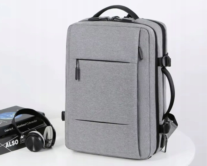 PLECAK DO SAMOLOTU TURYSTYCZNY RYANAIR 40x20x25 CM JASNY SZARY Z TORBĄ NA BUTY I ZAWIESZKĄ [PLECAK121]
