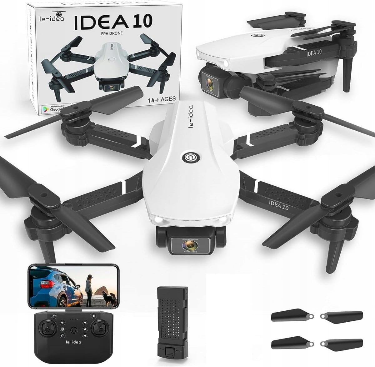 DRON IDEA 10 FPV , Mini dron z dwoma kamerami HD 720p, stabilizacją lotu