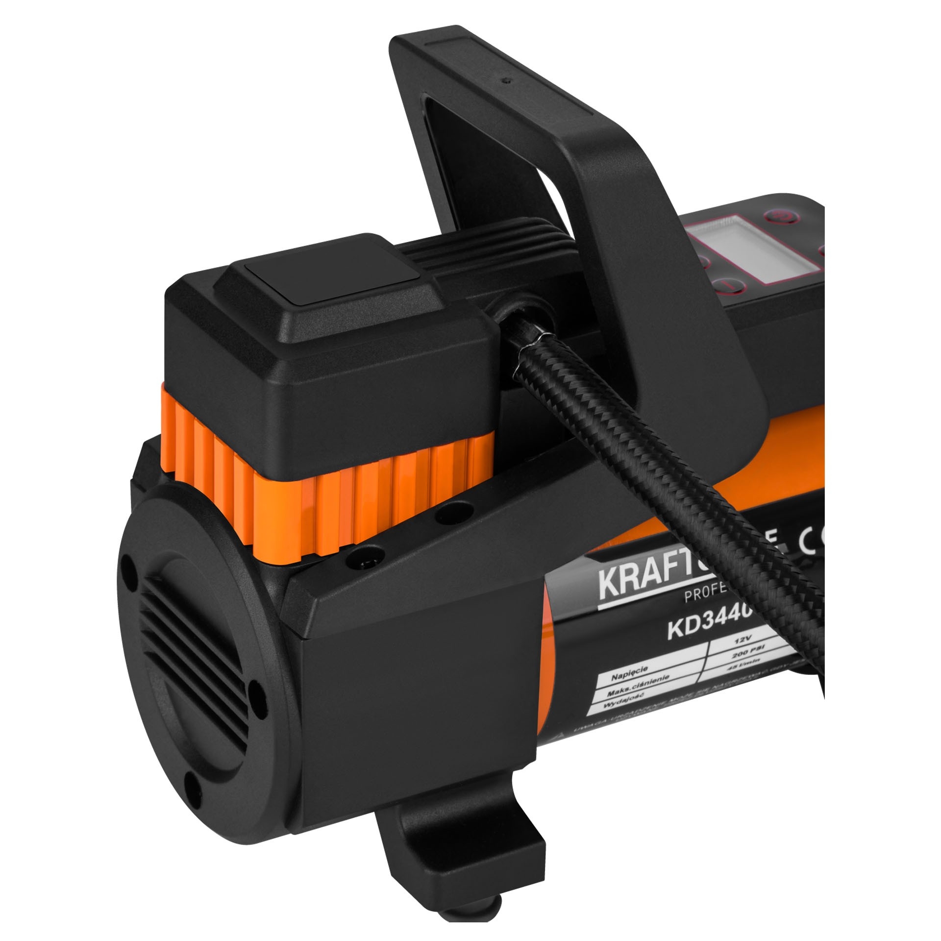 Kompresor Samochodowy LCD 12V 168W 14A 200 PSI 45L/min Kraft&Dele