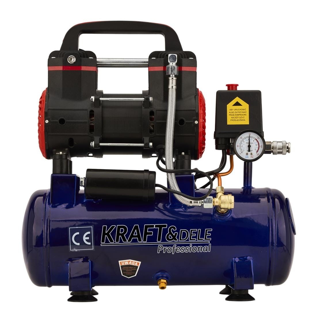 Kompresor Bezolejowy Kraft&Dele 8 Bar 9L 1200W 2850 obr/min 220 L/min