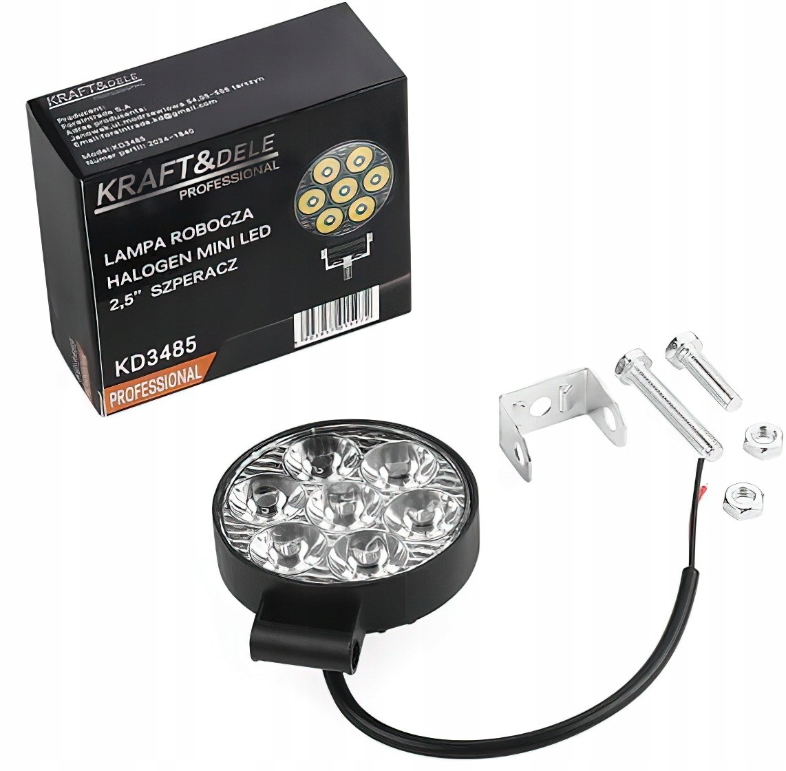 Lampa Robocza Reflektor Cofania Okrągła 2,5"" 25W 7 LED 2000 lm 9-30V