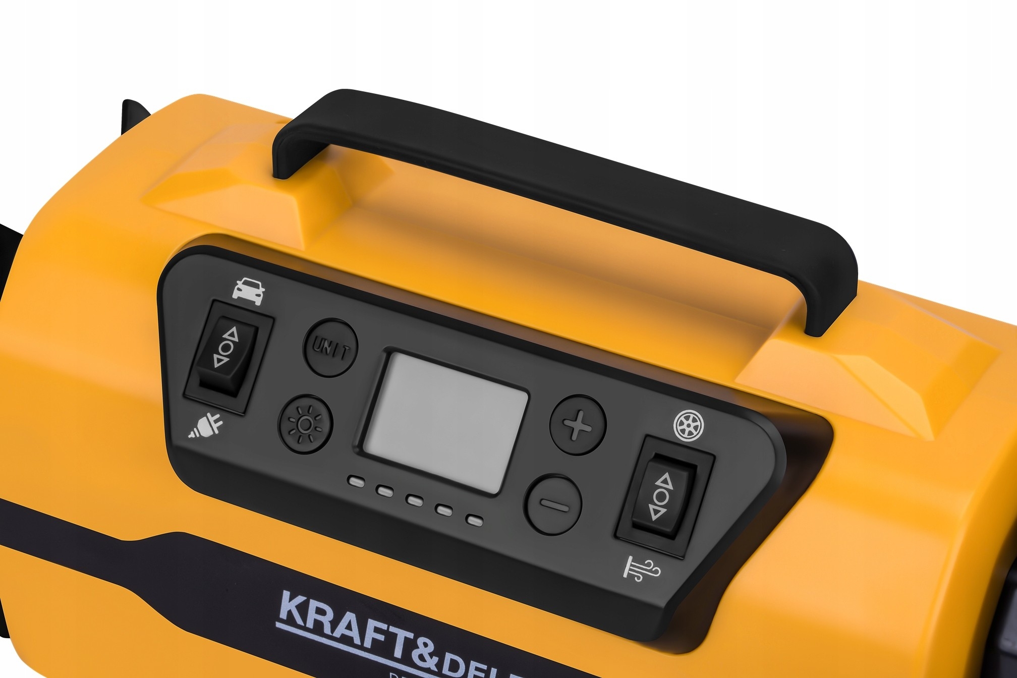 Kompresor Samochodowy Sieciowy LCD 12V 230V 140W 150 PSI 35l/min Kraft&Dele