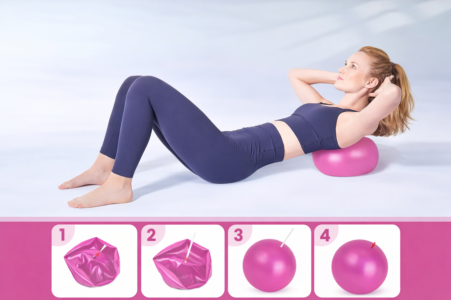 ZESTAW PILATES FITNESS JOGA 13w1 OBRĘCZ KOŁO DO PILATESU TAŚMY OPOROWE RÓŻOWY [FITNESS1]
