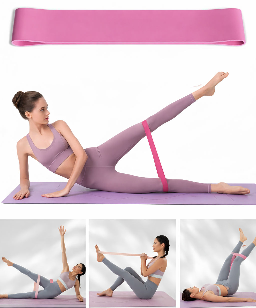 ZESTAW PILATES FITNESS JOGA 10w1 OBRĘCZ KOŁO DO PILATESU TAŚMY OPOROWE RÓŻOWY [FITNESS3]