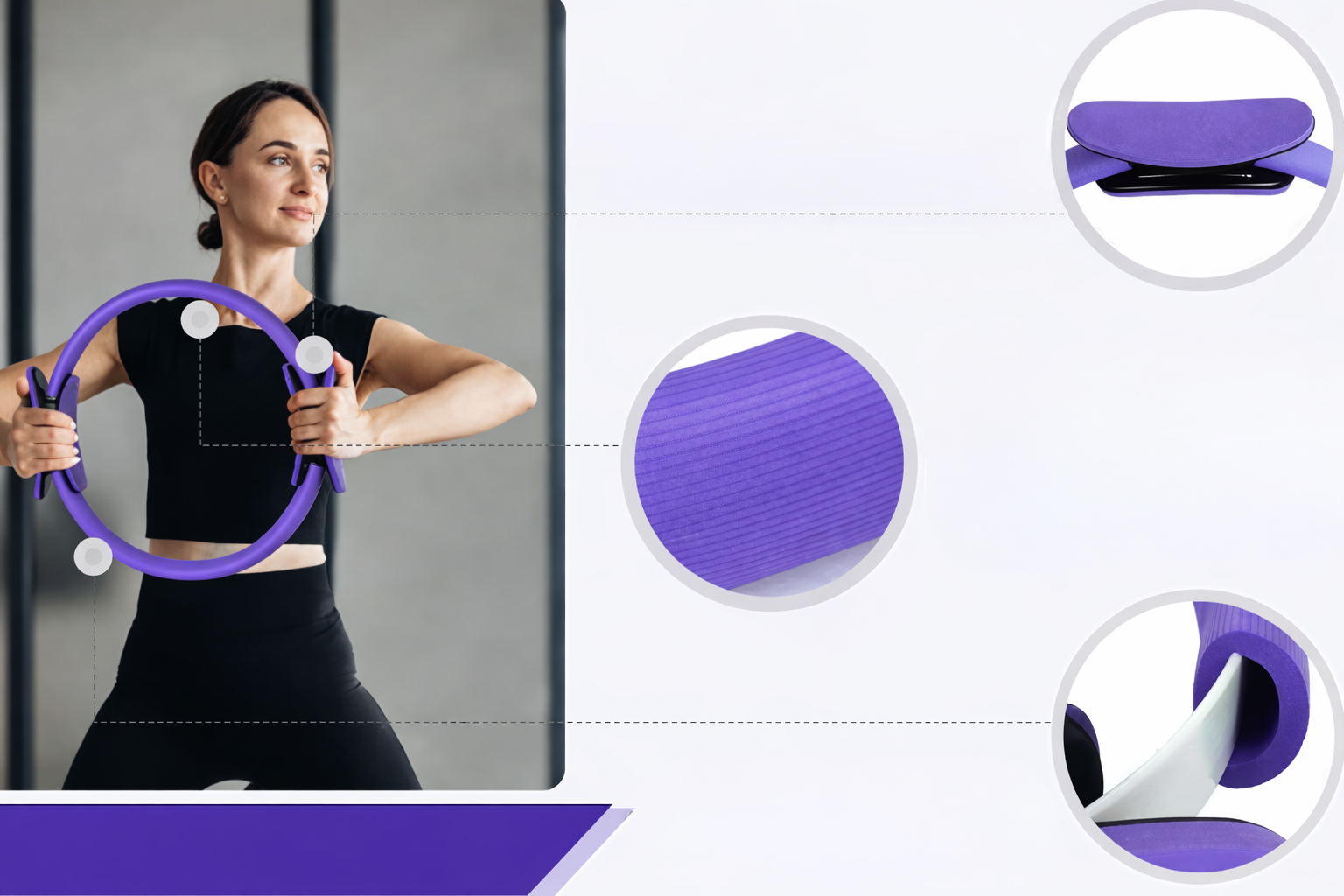 ZESTAW PILATES FITNESS JOGA 10w1 OBRĘCZ KOŁO DO PILATESU TAŚMY OPOROWE FIOLETOWY [FITNESS4]
