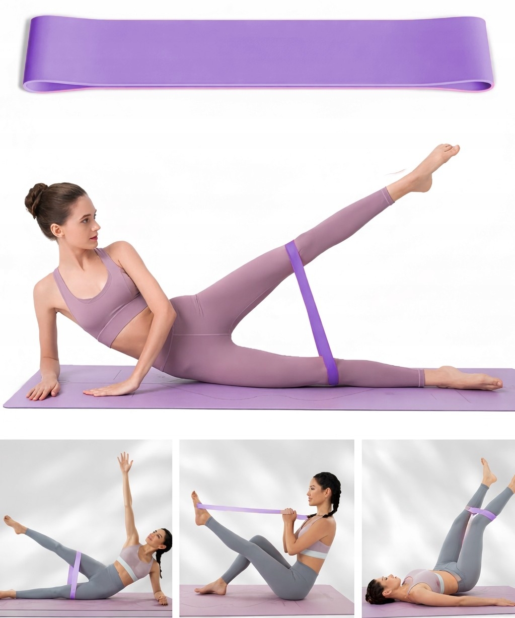ZESTAW PILATES FITNESS JOGA 10w1 OBRĘCZ KOŁO DO PILATESU TAŚMY OPOROWE FIOLETOWY [FITNESS4]