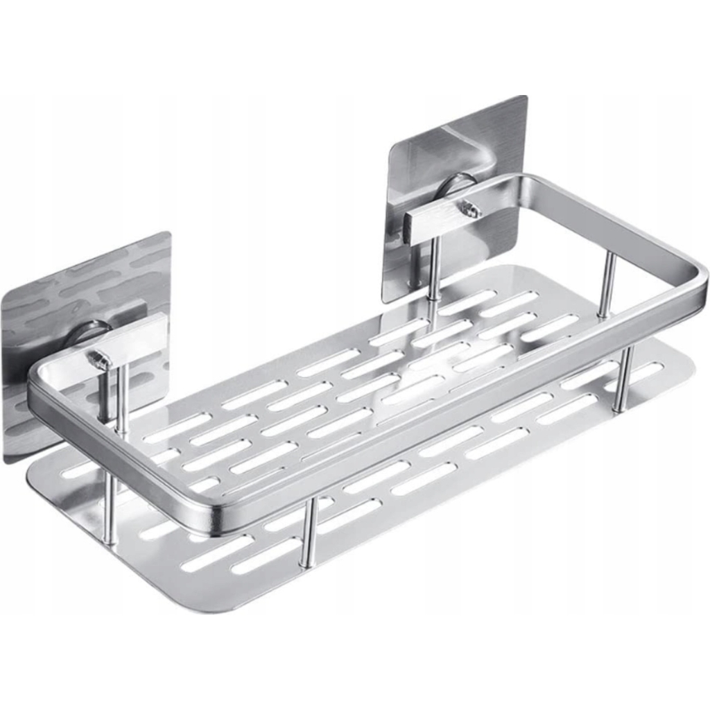 KOMPLET 2 SZT PÓŁKA ŁAZIENKOWA WISZĄCA METALOWA SAMOPRZYLEPNA SREBRNA LOFT [P1-SR]