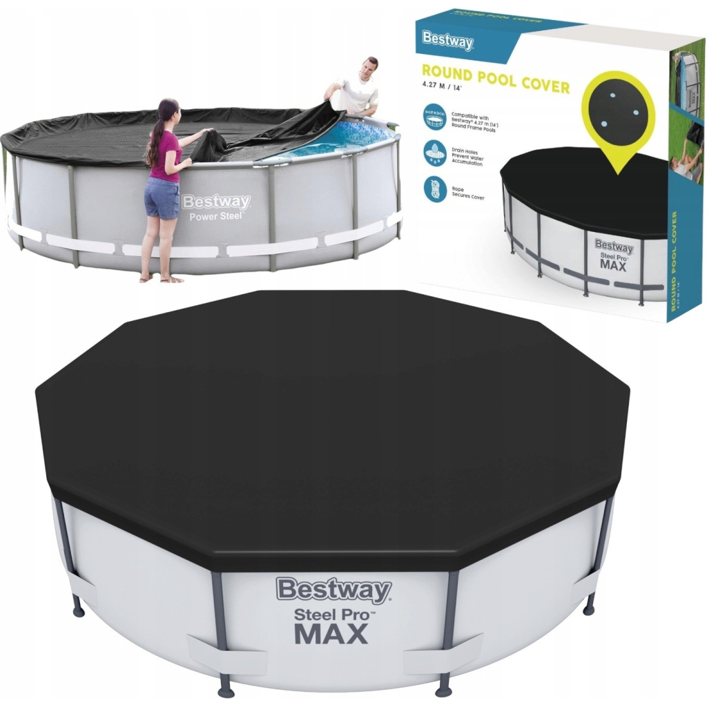 Przykrycie na basen ze stelażem o średnicy 427cm Bestway 58248