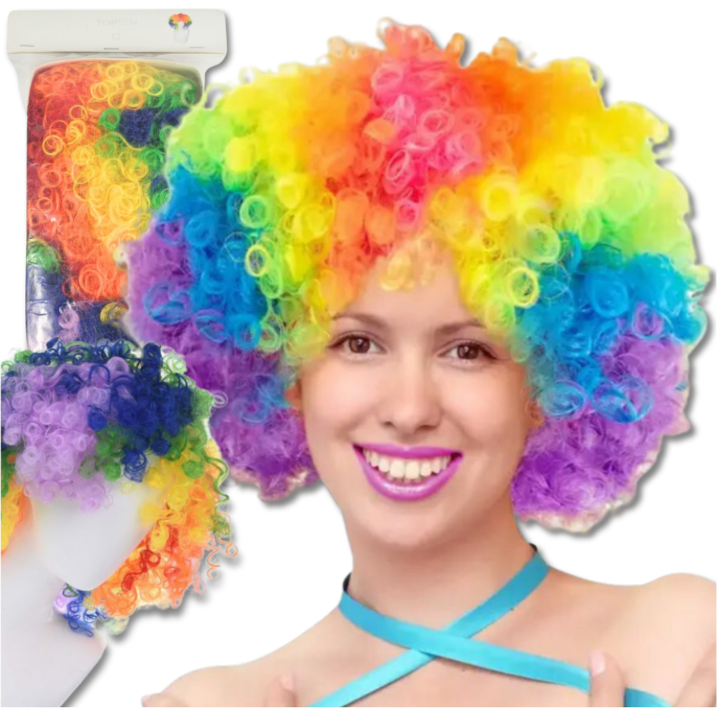 KOLOROWA PERUKA WŁOSY AFRO KARNAWAŁ PARTY FOTOBUDKA PANIEŃSKI URODZINY