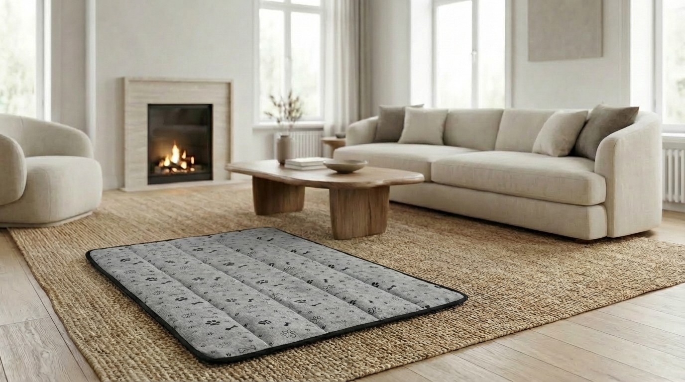 Legowisko dla psa mata 120x80 cm wodoodporne kości czarne