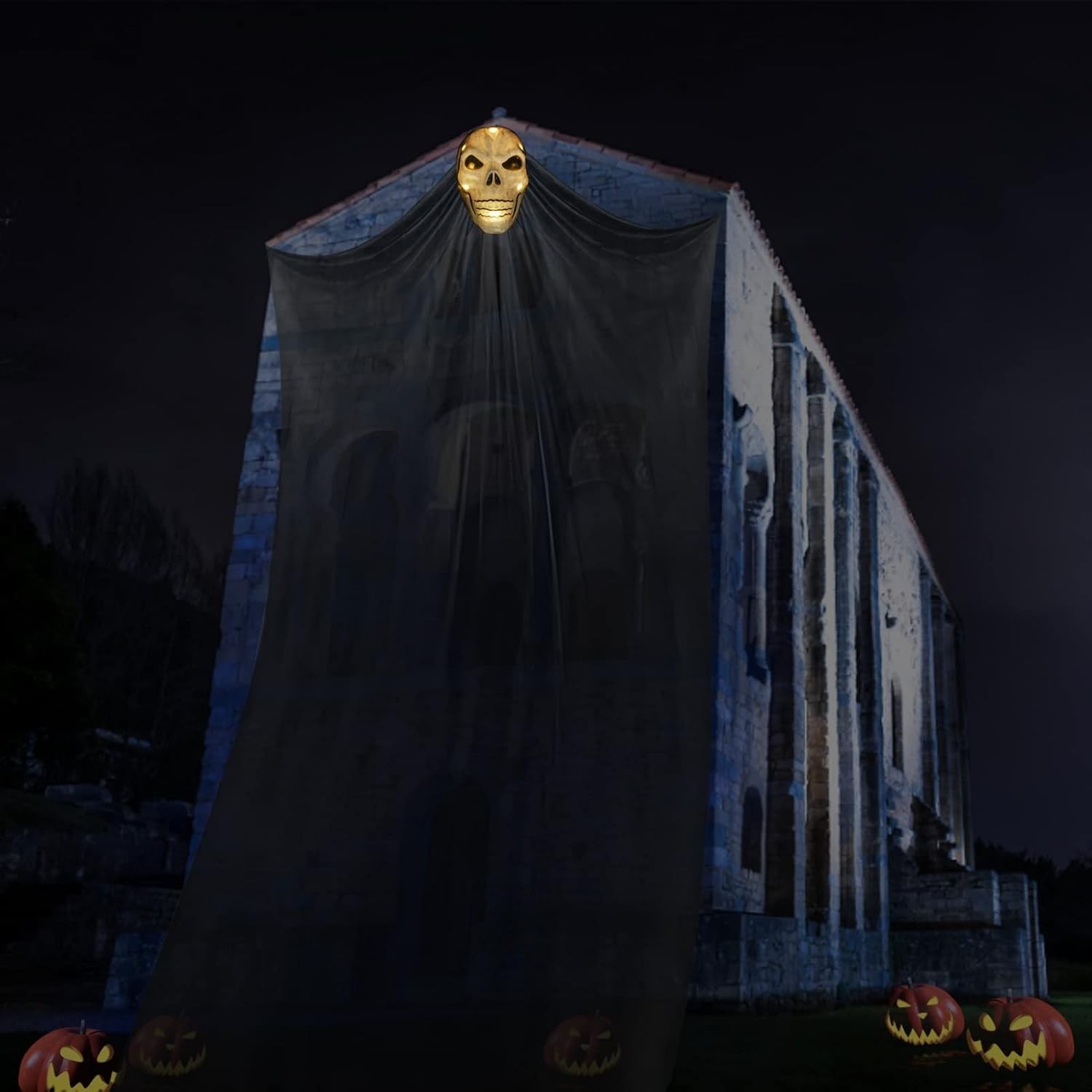 Dekoracja na halloween, wiszące duchy, podświetlane