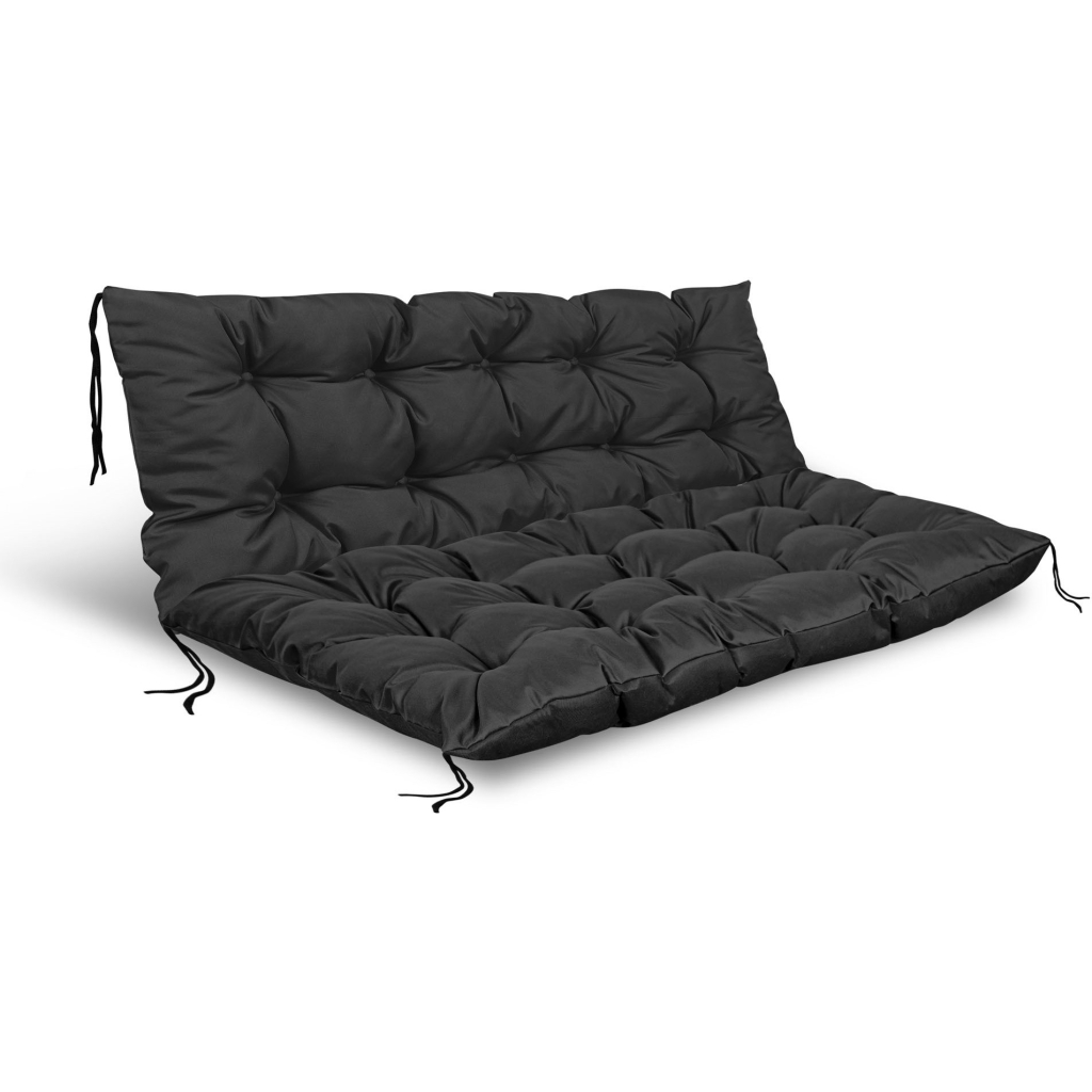 Zestaw Poduszka ogrodowa 120/80 cm + 120/40 cm na ławkę palety wodoodporna czarna