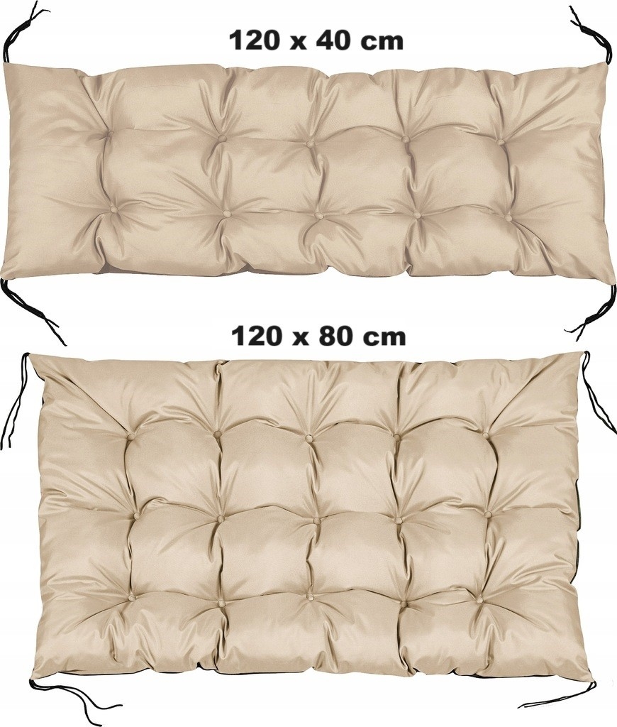 Zestaw Poduszka ogrodowa 120/80 cm + 120/40 cm na ławkę palety wodoodporna beżowy