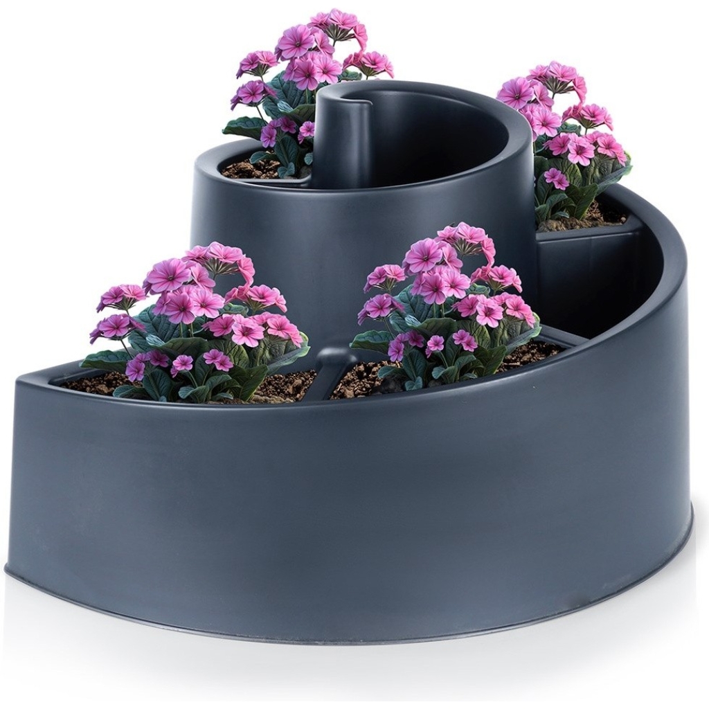 Kwietnik ogrodowy plastikowy czarny spiralny 53x43,5x32,5 cm