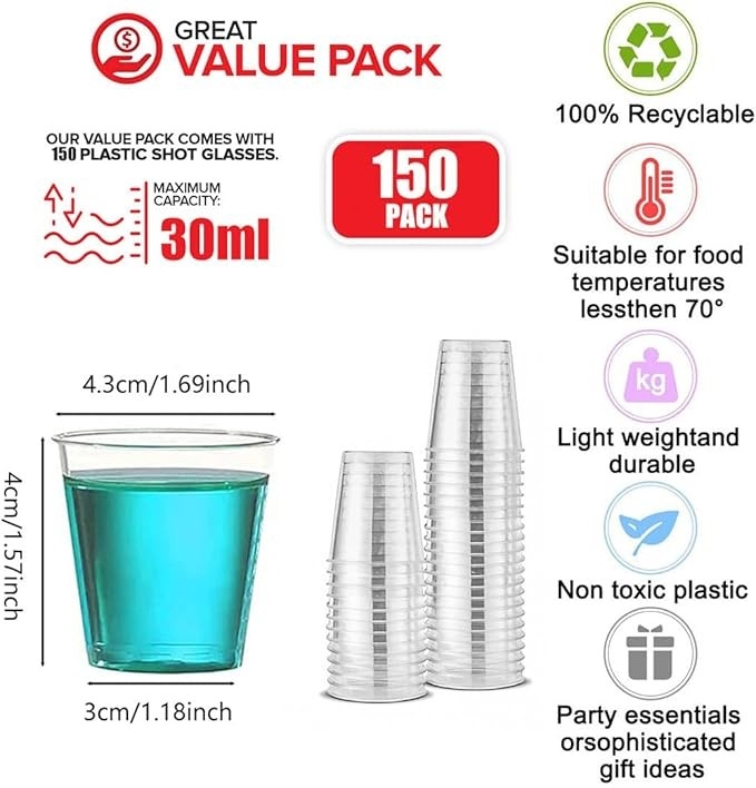 plastikowe kieliszki, kieliszki do shotów, kubki imprezowe,