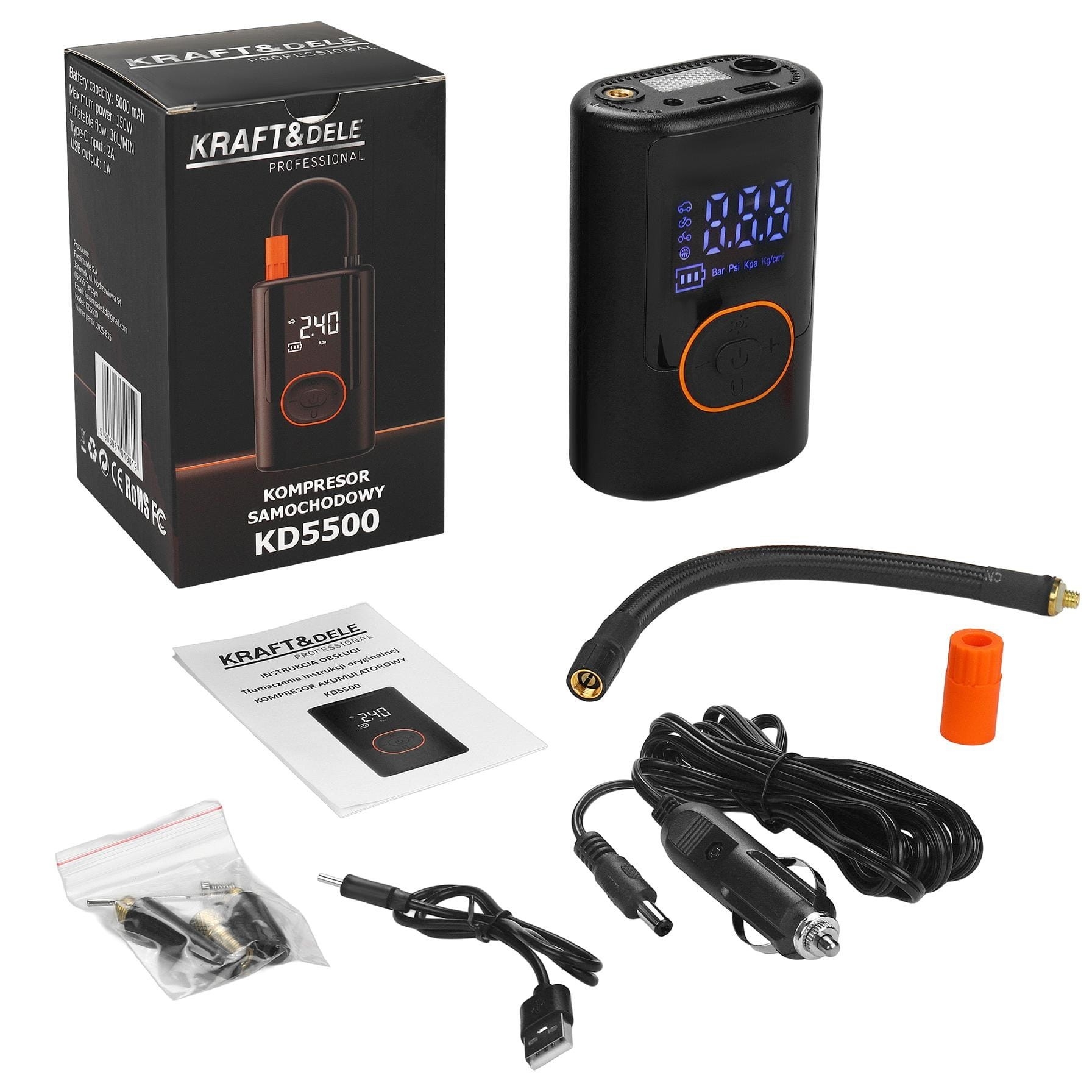 KOMPRESOR AKUMULATOROWY 5000mAh KD5500