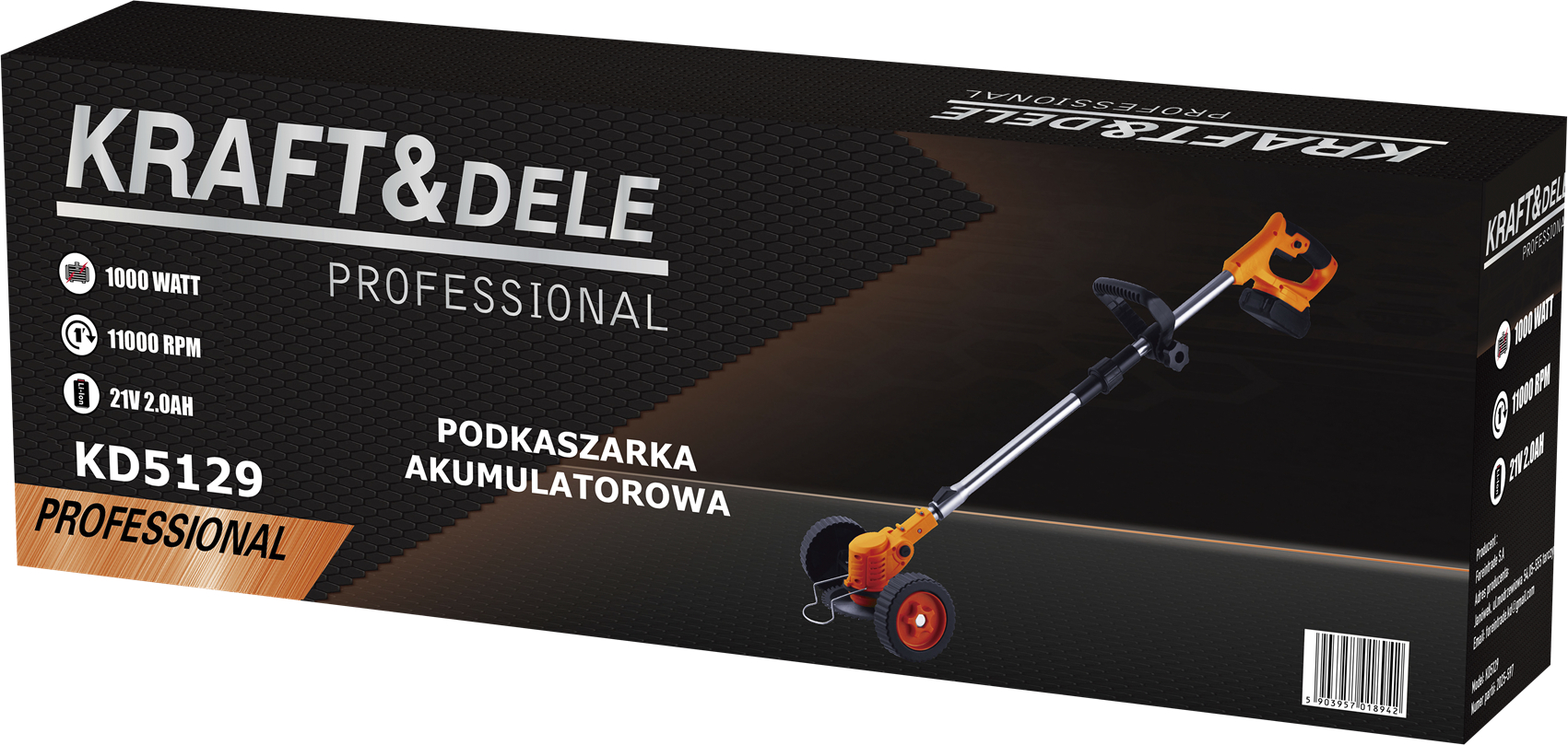 Podkaszarka akumulatorowa 21V 2Ah x 2szt 1000W 11000rpm KD5129