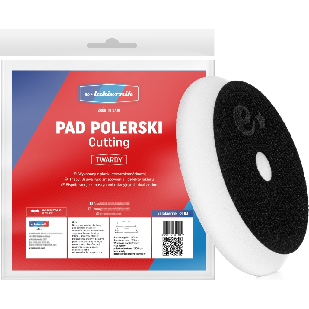 Pad Polerski Twardy Premium 150mm na Rzep 125mm Gąbka Tarcza e-lakiernik
