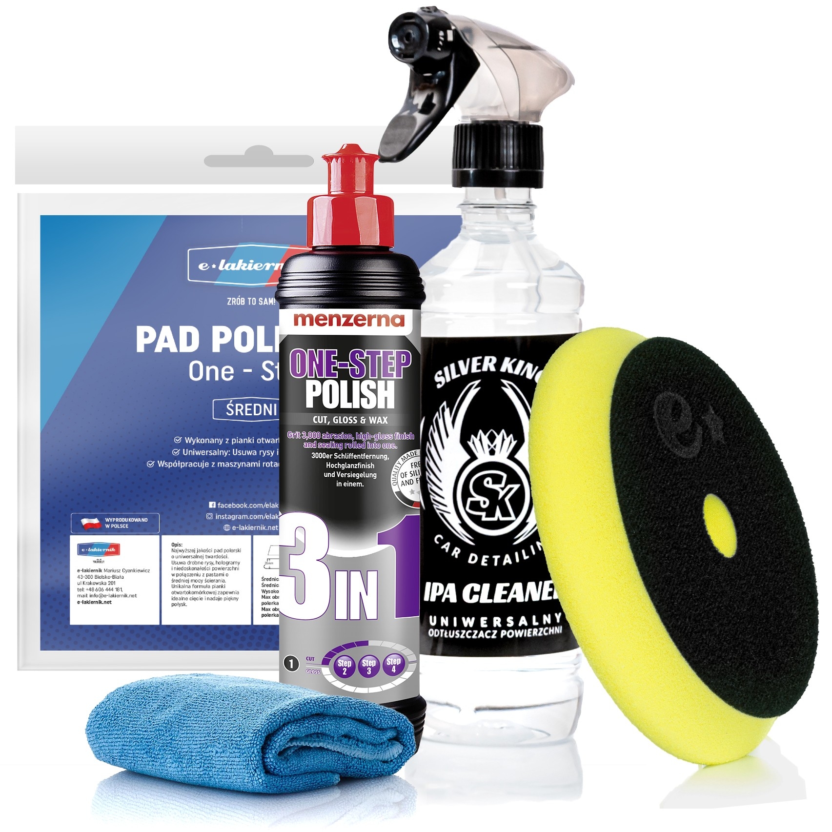 Pasta Polerska Menzerna 3w1 One Step Polish Pad Polerski Średni + Ipa