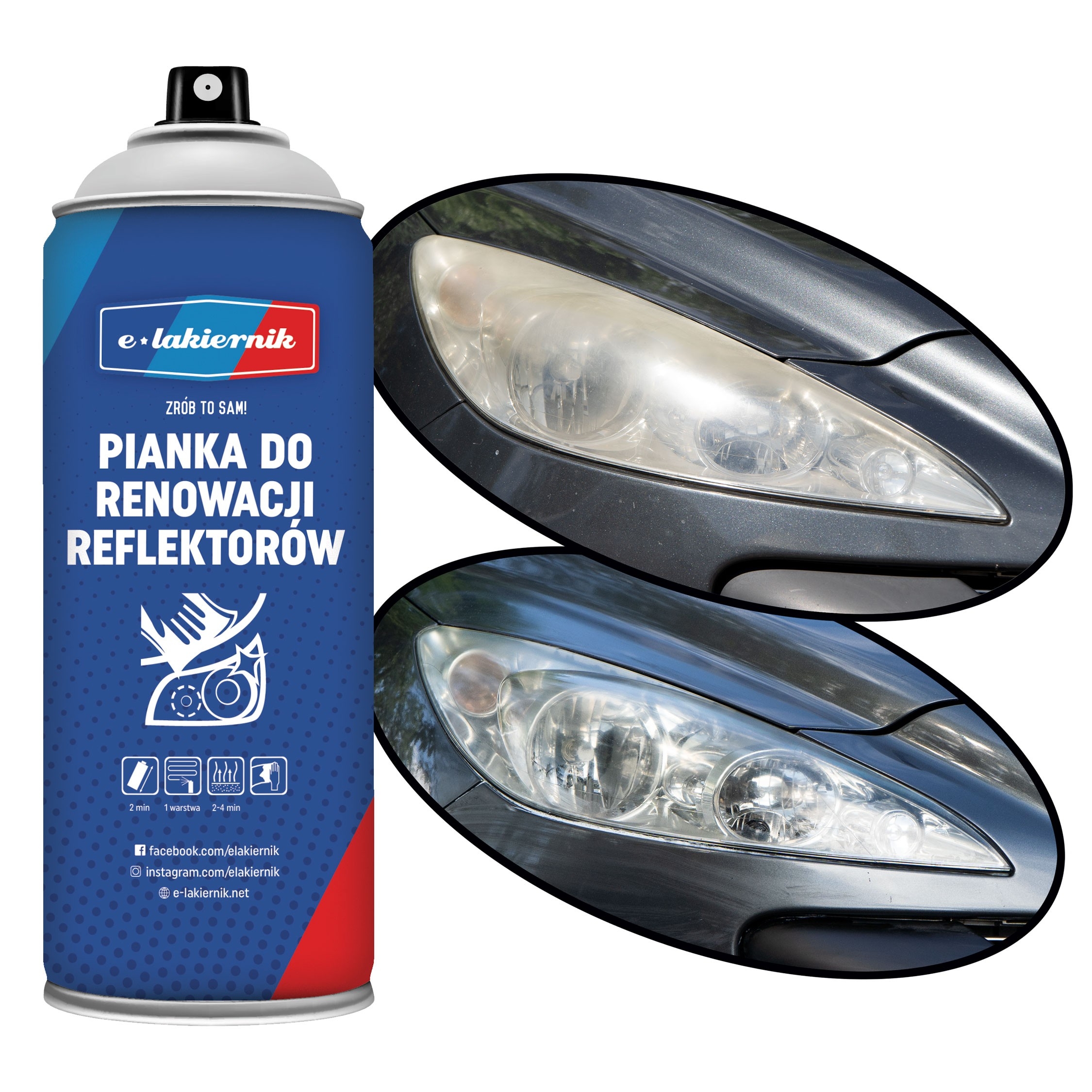 Regeneracja Reflektorów Pianka do Polerowania Czyszczenia Lamp e-lakiernik