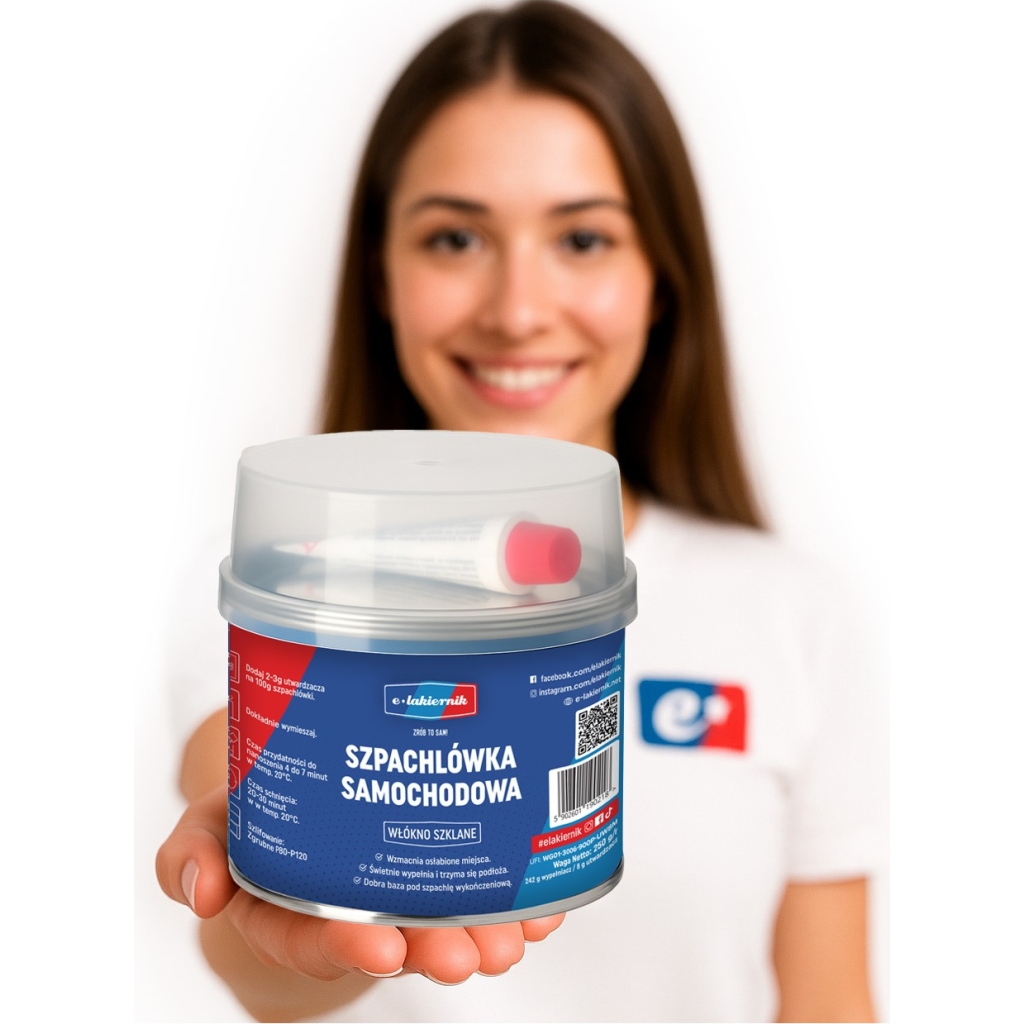 Szpachlówka Samochodowa z Włóknem Szklanym Twarda, Szybka 250g