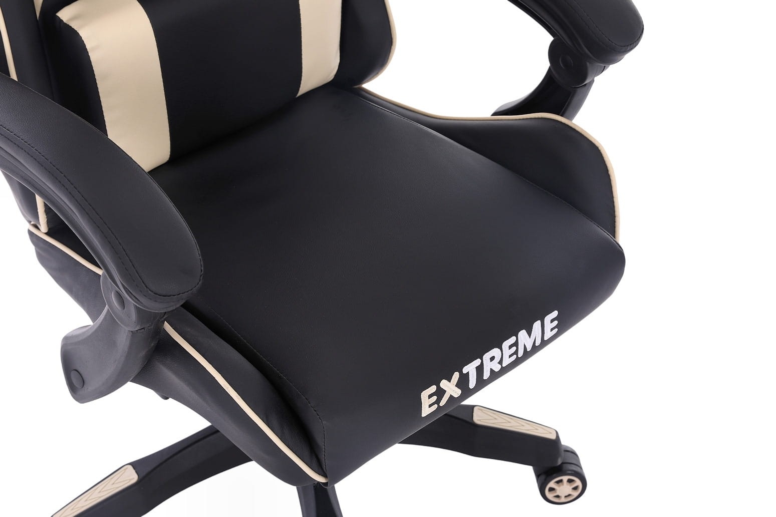 Fotel gamingowy Enzo Beige – ergonomiczny fotel dla graczy, regulacja oparcia i poduszek, skóra ekologiczna