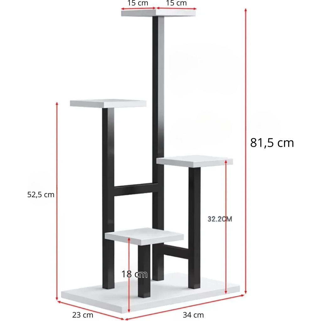 KWIETNIK STOJĄCY [METALOWY] CZARNO-BIAŁY LOFT 4 POZIOMY [KWIETNIK3]