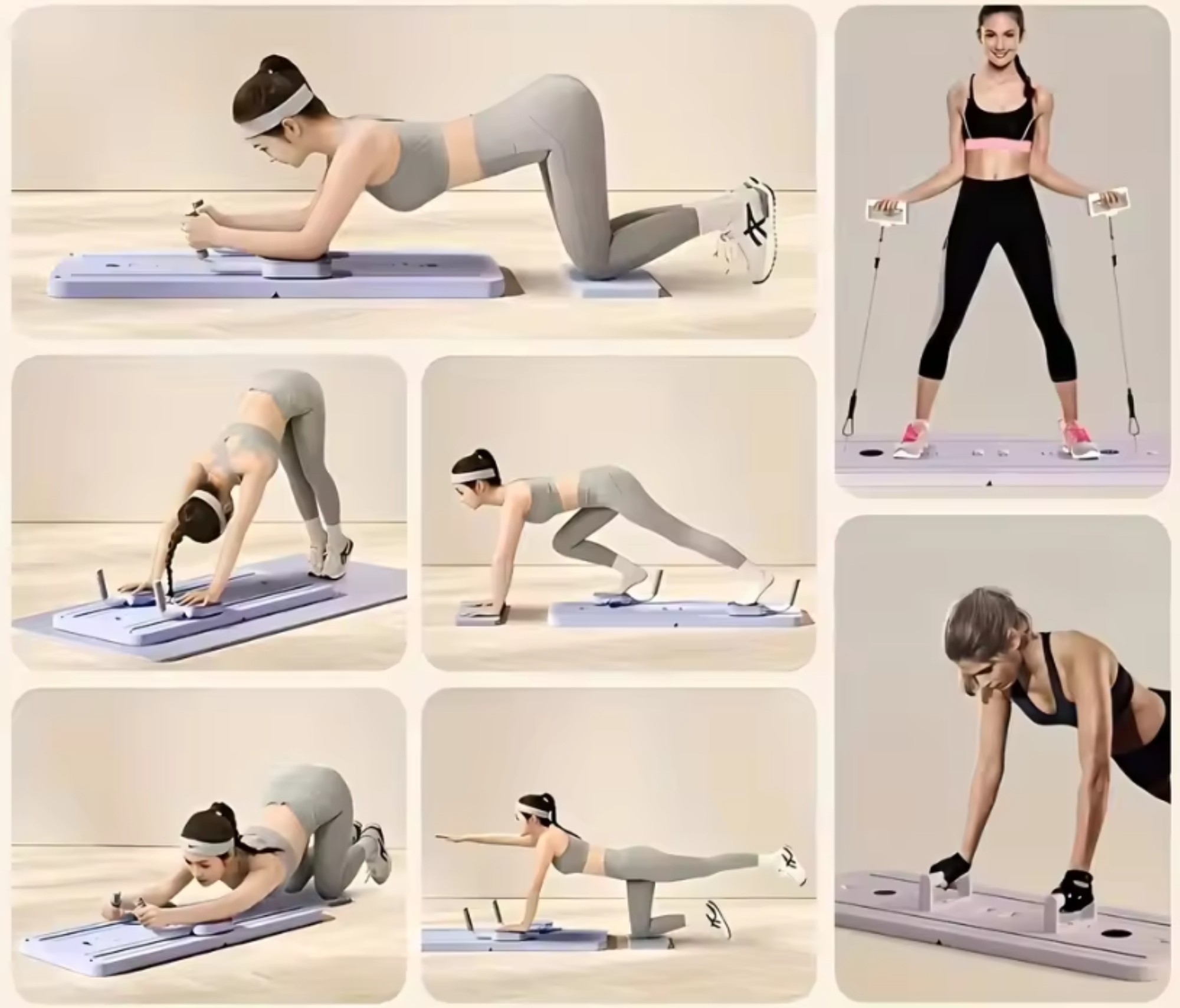 DESKA DO PILATESU ĆWICZEŃ REFORMER PILATES MATA TAŚMY OPOROWE TIMER [REFORMER1]