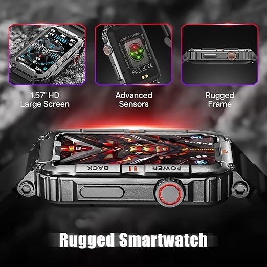 JELLOO Tactical Smartwatch, Smartwatch z funkcją telefonu, wodoodporny